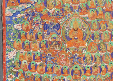 Un thangka figurant l'arbre de refuge, Tibet ou N&eacute;pal, 19/20&egrave;me